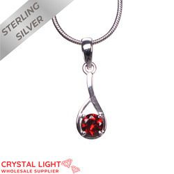 Sterling Silver Pendants: Garnet Small Drop Pendant