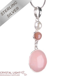 Sterling Silver Pendants: Rose Quartz Stacked Pendant