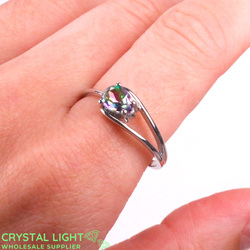 Sterling Silver Rings: Mystic Quartz Side-Pear Ring