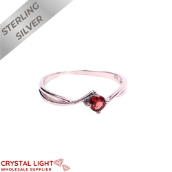 Sterling Silver Rings: Garnet Bypass Ring