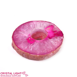 Candle Holders: Pink Agate Flat Candle Holder