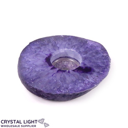 Candle Holders: Purple Agate Flat Candle Holder