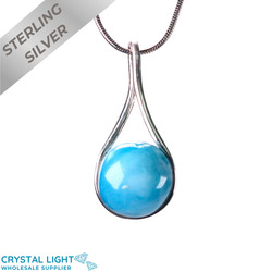 Sterling Silver Pendants: Larimar Twist Drop Pendant