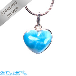 Sterling Silver Pendants: Larimar Heart Pendant