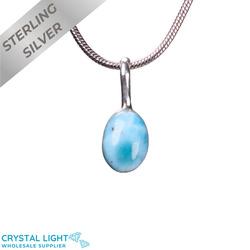 Sterling Silver Pendants: Larimar Oval Pendant