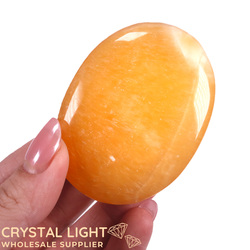 Soapstones & Palmstones Single Listings: Orange Calcite Palmstone