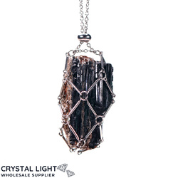 Necklaces: Black Tourmaline Basket Necklace - Silver