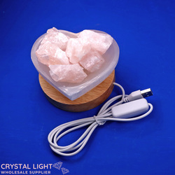 USB Light Stands: Decor Heart Bowl Lamp - Rose Quartz