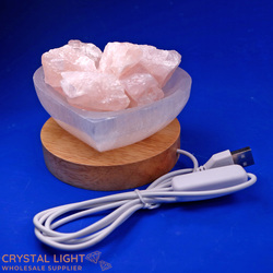USB Light Stands: Decor Heart Bowl Lamp - Rose Quartz