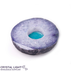 Candle Holders: Purple Agate Flat Candle Holder