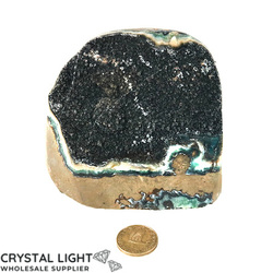 Single Druse Pieces: Black Amethyst Cut Base Druse