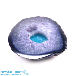 Candle Holders: Purple Agate Flat Candle Holder