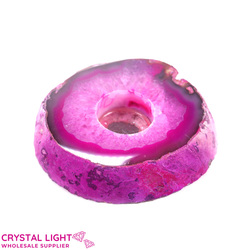 Candle Holders: Pink Agate Flat Candle Holder