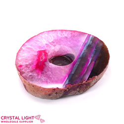 Candle Holders: Pink Agate Flat Candle Holder