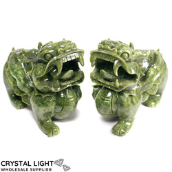 Animals: Serpentine Pixiu Sculpture (Pair)