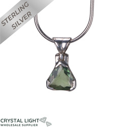 Sterling Silver Pendants: Green Tourmaline Triangle Pendant