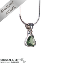 Sterling Silver Pendants: Green Tourmaline Triangle Pendant