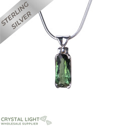 Sterling Silver Pendants: Green Tourmaline Rectangle Pendant