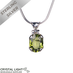 Sterling Silver Pendants: Peridot Faceted Pendant