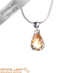 Sterling Silver Pendants: Citrine Faceted Drop Pendant