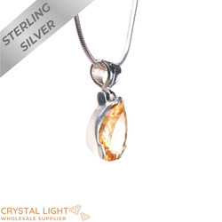 Sterling Silver Pendants: Citrine Faceted Drop Pendant