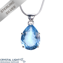 Sterling Silver Pendants: Swiss Blue Topaz Drop Pendant