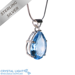 Sterling Silver Pendants: Swiss Blue Topaz Drop Pendant