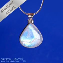Sterling Silver Pendants: Rainbow Moonstone Drop Pendant