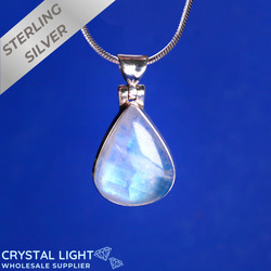 Sterling Silver Pendants: Rainbow Moonstone Drop Pendant