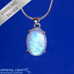 Sterling Silver Pendants: Moonstone Button Pendant