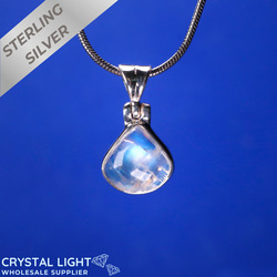 Sterling Silver Pendants: Rainbow Moonstone Drop Pendant