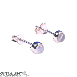 Sterling Silver Earrings: Rainbow Moonstone Stud Earrings