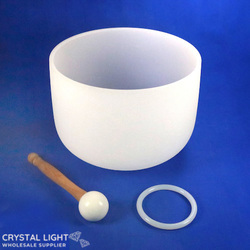 White Frosted Quartz Singing Bowls: Crystal Singing Bowl (Earth Star) 10"