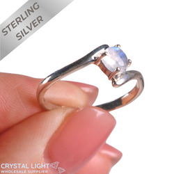 Sterling Silver Rings: Rainbow Moonstone Bypass Ring