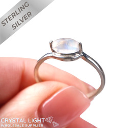 Sterling Silver Rings: Moonstone Marquise Bypass Ring