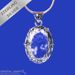 Sterling Silver Pendants: Clear Quartz Faceted Pendant