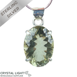 Sterling Silver Pendants: Green Amethyst Faceted Pendant