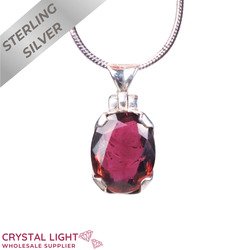Sterling Silver Pendants: Pink Tourmaline Faceted Pendant
