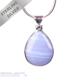 Sterling Silver Pendants: Blue Lace Agate Drop Pendant