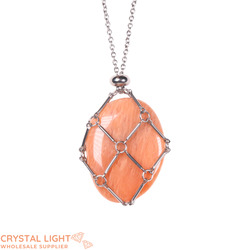 Necklaces: Peach Moonstone Basket Necklace
