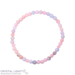4mm Round Bead Bracelets: Morganite & Aquamarine Bracelet 4mm