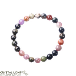 8mm Round Bead Bracelets: Mixed Tourmaline Bracelet 8mm