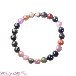 8mm Round Bead Bracelets: Mixed Tourmaline Bracelet 8mm