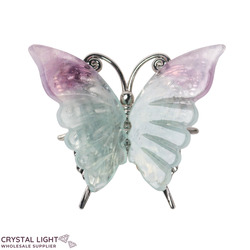 Display Pieces on Stand: Rainbow Fluorite Butterfly