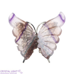 Display Pieces on Stand: Rainbow Fluorite Butterfly