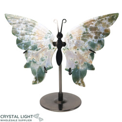 Display Pieces on Stand: Moss Agate Butterfly on stand