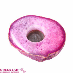 Candle Holders: Pink Agate Flat Candle Holder