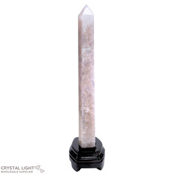 Display Pieces on Stand: Blue Rose Quartz Point on Stand