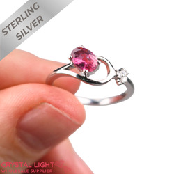Sterling Silver Rings: Pink Tourmaline & Diamond Ring