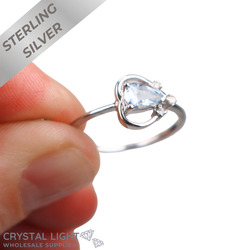 Sterling Silver Rings: Aquamarine & Diamond Ring